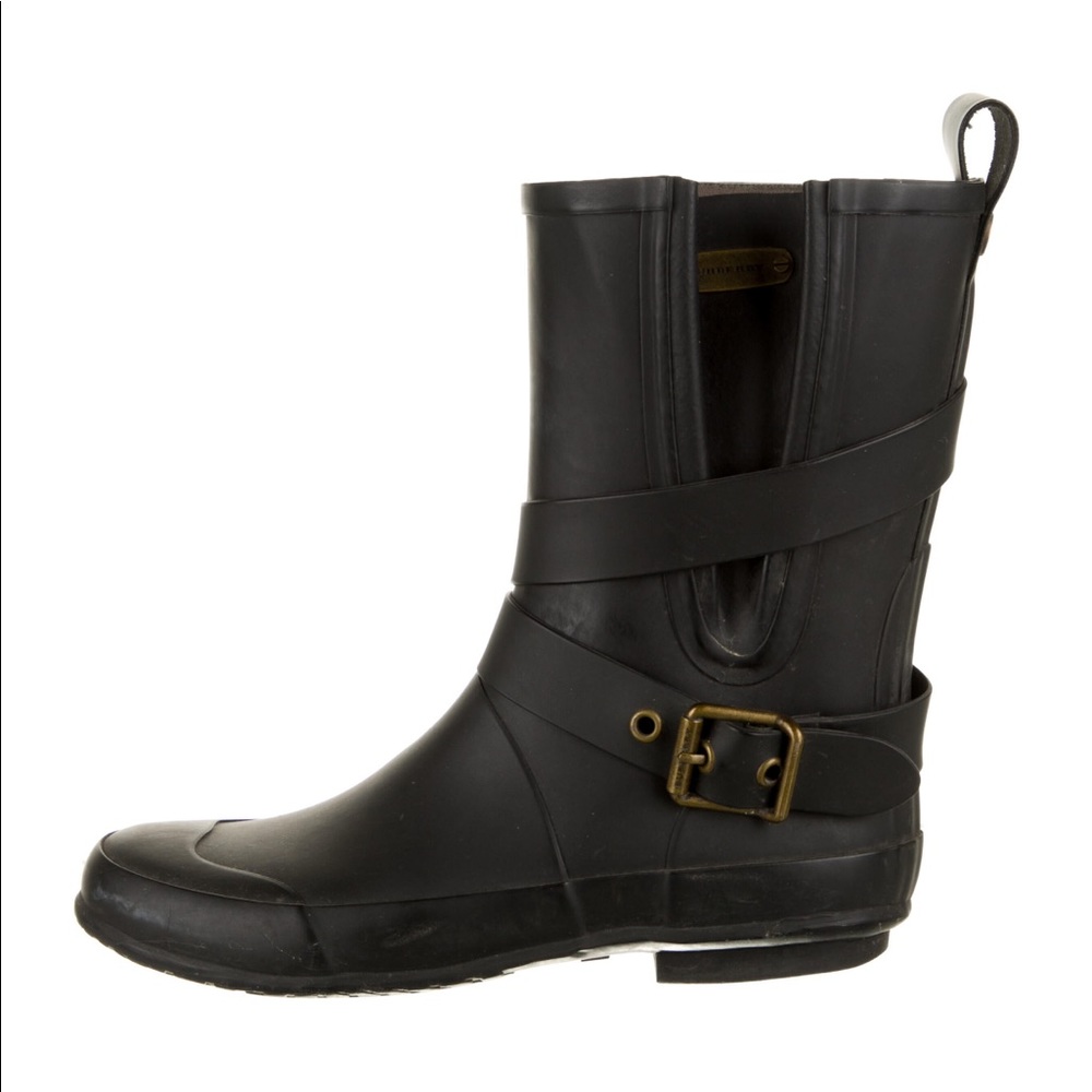 Burberry Black Rubber Rain Boots